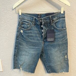 GAP Blue Jean Shorts Distressed Raw Hem